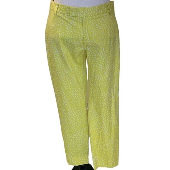 Gap Slim Cropped Womens Flat Front Pants Size 6P Yellow White Stretch Skinny Leg - Picture 1 of 12